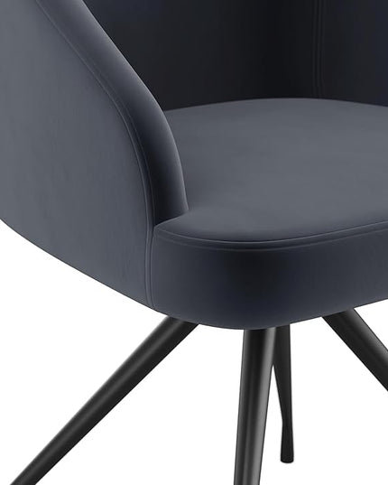 Martha Stewart Sora Stationary Swivel Task Chair with Sloped Arms for Home Office in Gray Velvet with Oil Rubbed Bronze Frame - LeafyLoom