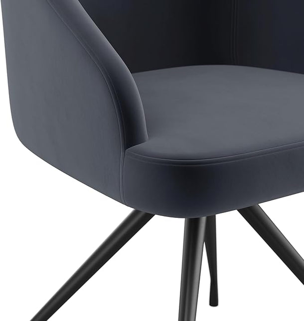 Martha Stewart Sora Stationary Swivel Task Chair with Sloped Arms for Home Office in Gray Velvet with Oil Rubbed Bronze Frame - LeafyLoom