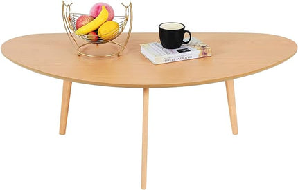 FIRMINANA Mid Century Modern Coffee Table,Large Oval Coffee Table for Living Room,Oval Small Mangotop Coffee Table for Small Spaces Nature Wood-47.3" W x23.63 D x 17.72" H - LeafyLoom