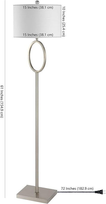 JONATHAN Y JYL1089C April 61" Metal Modern Contemporary LED Floor Lamp, Modern, Contemporary, Glam, Traditional, Office, Living Room, Family Room, Dining Room, Bedroom, Hallway, Foyer, Nickel - LeafyLoom