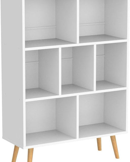 YAHARBO White Bookshelf,3 Tier Book Shelf with Legs, 7 Cube Minimalist Bookcase,Storage Organizer Shelves Display Bookcases for Bedroom,Living Room - LeafyLoom