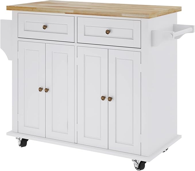 DlandHome Rolling Kitchen Island Cart with Storage and Drawer, Kitchen Island Cart on Wheels, Kitchen Cart Rolling Trolley with Towel Holder and Spice Rack - LeafyLoom