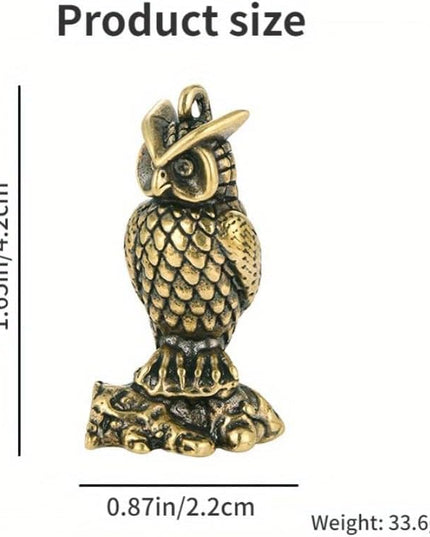 Vintage Solid Brass Owl Figurine - Adorable Desk Decor for Collectors - Perfect Home or Office Accent(Little Owl) - LeafyLoom