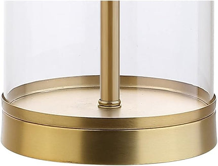 JONATHAN Y JYL2005A Collins 29" Glass LED Table Lamp Modern Contemporary Glam Bedside Desk Nightstand Lamp for Bedroom Living Room Office College Bookcase LED Bulb Included, Clear/Brass Gold - LeafyLoom