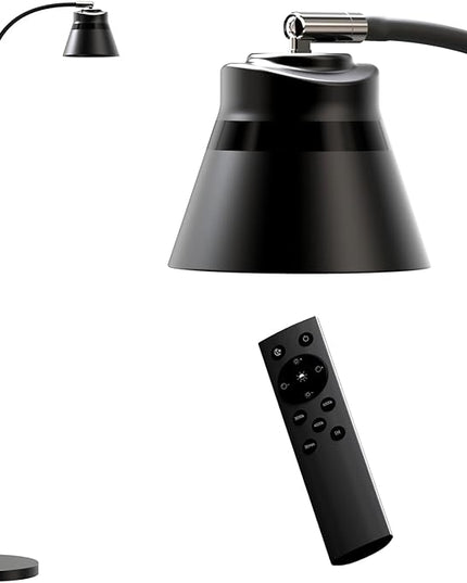 AXX LED Reading Floor Lamp for Office/Living Room/Bedroom, 2000LM Bright Dimmable Standing Lamp with Remote for Task and Craft - Black, Adjustable Gooseneck, Industrial, Minimalist, Small, Metal - LeafyLoom