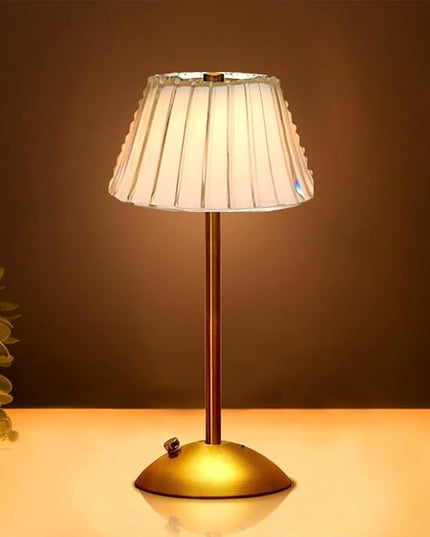 Cordless Metal Desk Lamp, Touch Sensor Control LED Table Lamp,3 Color Stepless Dimmable Battery Powered Lamp,Night Light for Kids Nursery,Bedroom/Desk/Cafe (Gold) - LeafyLoom