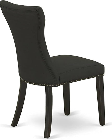 East West Furniture ESGA3-BCH-24 Eden 3 Piece Kitchen Set for Small Spaces Contains a Round Dining Room Table with Pedestal and 2 Linen Fabric Padded Chairs, 30x30 Inch, Black & Cherry - LeafyLoom
