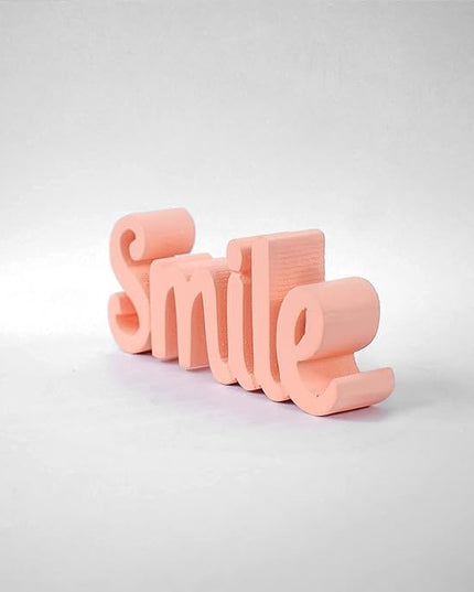 Smile – Peach, Aesthetic table decor for home or office, desk or Shelf. Quirky room decoration showpiece, ideal for birthday gift, corporate gift, and inspiring wall decor - LeafyLoom