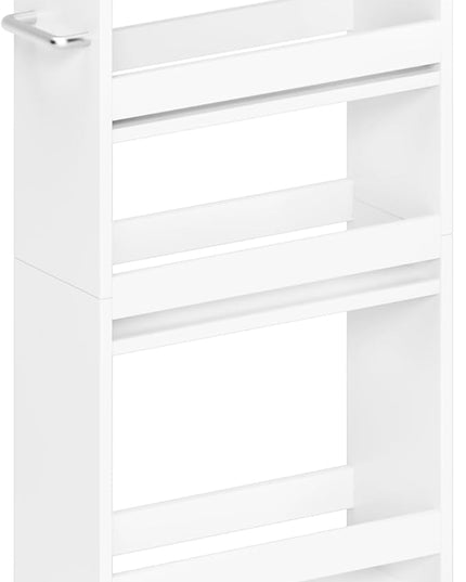 MARTY White Slim Storage Cart with Wheels, 4 Tier Rolling Utility Cart with Handle Slide Out Shelving Unit Organizer Trolley for Laundry Kitchen Bathroom Narrow Places Small Corner - LeafyLoom