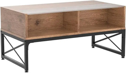 Bestier LED Coffee Tables for Living Room,Wood Center Table with Glass Top Game Night. 42 Inch Room Grey Wash - LeafyLoom