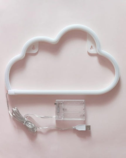 VagaryLight Cloud Neon Sign Cloud Light Aesthetic Room Decor for Teen Girls Warm White Cloud Wall Decorative Night Light for Bedroom Kids Room Home Decor Neon Light Battery and USB Powered (NECLD) - LeafyLoom