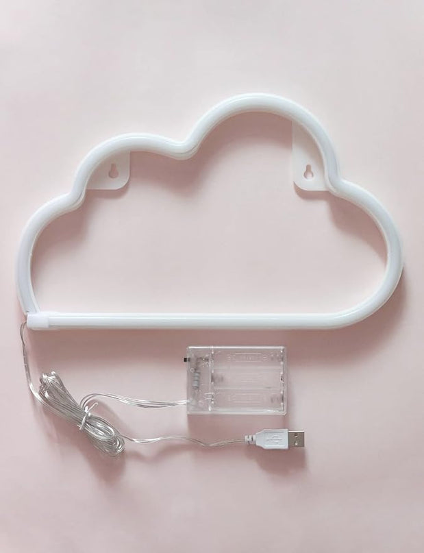 VagaryLight Cloud Neon Sign Cloud Light Aesthetic Room Decor for Teen Girls Warm White Cloud Wall Decorative Night Light for Bedroom Kids Room Home Decor Neon Light Battery and USB Powered (NECLD) - LeafyLoom