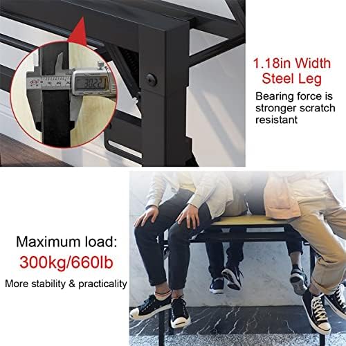 SogesGame Computer Desk, 47 Inch Modern Simple Style Folding Tables, Home Office Writing Desk, Folding Table, No Install Needed, Teak Black - LeafyLoom