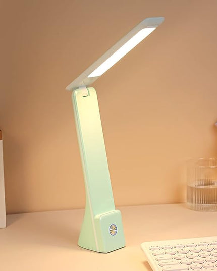 LED Desk Lamp (Green), Cordless Lamp with 3 Lighting Modes, Rechargeable Reading Lamp with Adjustable Arm, Foldable Eye Caring Table Light for Home Office Study - LeafyLoom