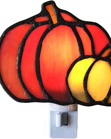 Stained Glass pumpkin night light is suitable for bedroom, study and children's room. They are gifts for mothers, family and friends. - LeafyLoom