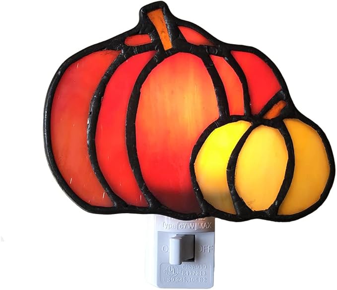 Stained Glass pumpkin night light is suitable for bedroom, study and children's room. They are gifts for mothers, family and friends. - LeafyLoom