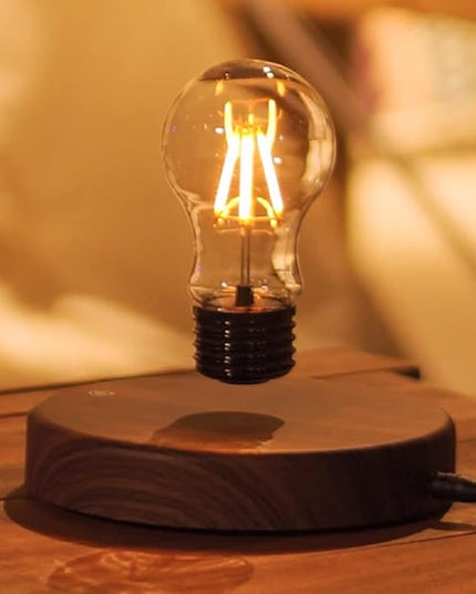 Floating Light Bulb, Magnetic levitating LED Desk Lamp Table lamp Night Light, 360 Degree Automatic Rotating Light, Unique Gifts for Christmas Office Decor - LeafyLoom