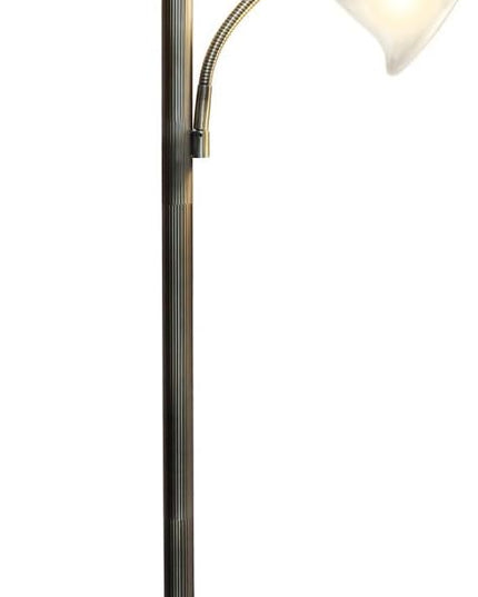 Elegant Designs LF2003-ABS 2 Light Mother Daughter White Marble Glass Floor Lamp, Antique Brass - LeafyLoom