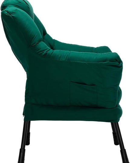 HollyHOME Modern Fabric Large Lazy Chair, Accent Oversized Comfy Reading Chair, Thick Padded Cozy Lounge Chair with Armrest, Steel Frame Leisure Sofa Chair for Living Room, Bedroom, Dorm, Green - LeafyLoom