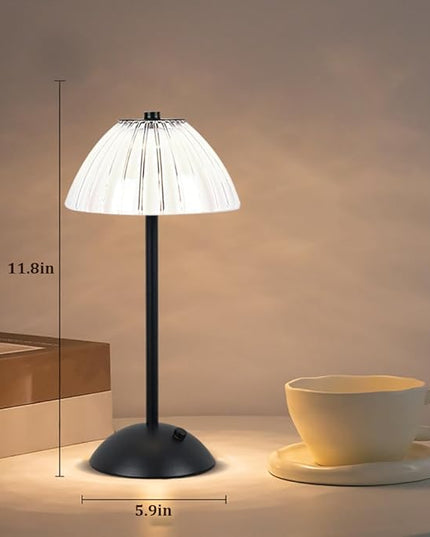 Portable Crystal LED Table Lamp, 3-Levels Brightness Desk Lamp, 3 Color Touch Control Rechargeable Lamp, Night Light, Bedside Lamp,Dining Room Lamp (Black) - LeafyLoom