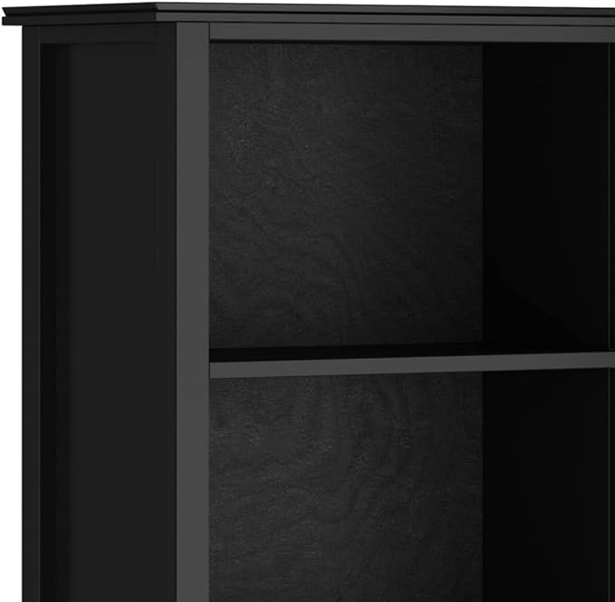 SIMPLIHOME Artisan SOLID WOOD 26 Inch Contemporary 5 Shelf Bookcase in Black, For the Living Room, Study Room and Office - LeafyLoom