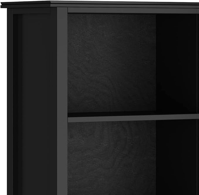 SIMPLIHOME Artisan SOLID WOOD 26 Inch Contemporary 5 Shelf Bookcase in Black, For the Living Room, Study Room and Office - LeafyLoom