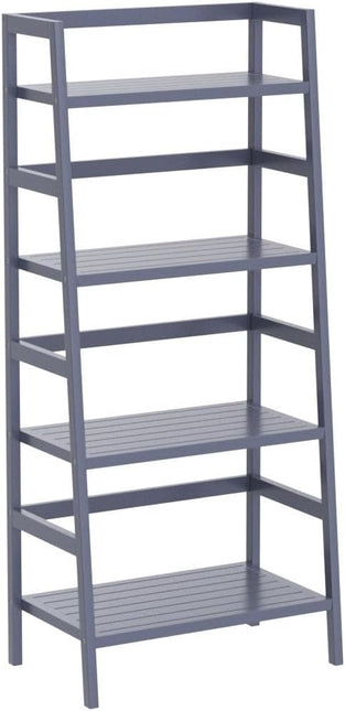 Homykic Bamboo Ladder Shelf 4-Tier Bookshelf, 49.2” Freestanding Open Bookcase Book Shelf Bathroom Storage Shelf Unit Plant Stand for Living Room, Bedroom, Small Space, Home Office, Blue Grey - LeafyLoom
