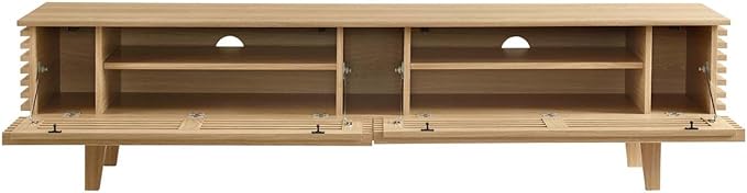 Modway Render Mid-Century Modern Low Profile 71 Inch TV Stand in Oak, 71" - LeafyLoom