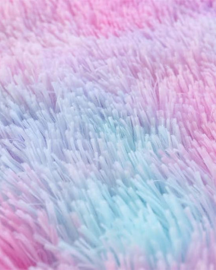Faux Fur Kids Girls Purple Rainbow Comforter Sets King - 3PC Bed Set Warm Comfortable Soft Plush Flannel Velvet Fluffy Fuzzy Bedding（Comforter x 1 Pillowcases x 2） - LeafyLoom