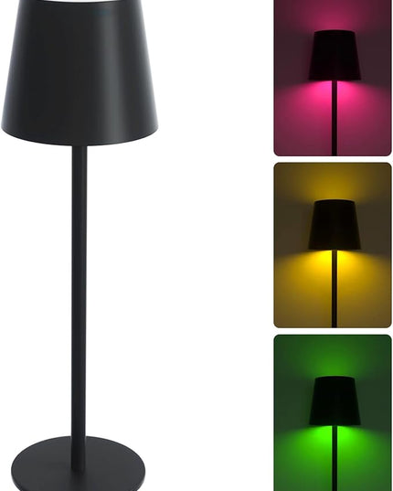 ORALUCE RGB Cordless Table Lamp Rechargeable, LED Battery Operated Desk Lamp with Type-C Charging Port, Multiple Colour Stepless Dimming Touch Lamp for Outdoor Party/Coffee Shop/Camping/Bars, 1 Pack - LeafyLoom