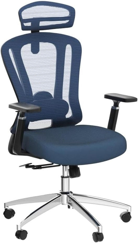 Farini Office Chair Ergonomic Desk Chair, High Back Office Chair with Wheels, Home Office Chair for Heavy People, Office Chair Adjustable Seat Depth, 3D Armrests and Adjustable Headrest, Blue - LeafyLoom