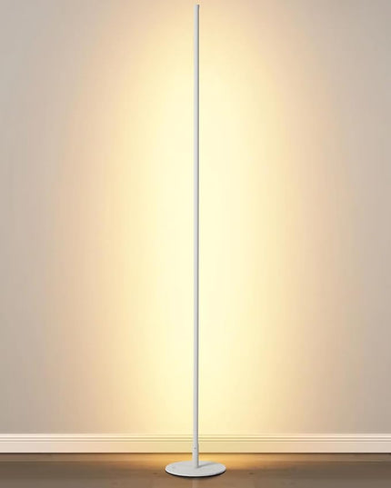 Modern Floor Lamp Led Standing Corner Lamp White Decor Contemporary Metal Floor Lamp for Living Room Bedrooms with Remote & Touch Control - LeafyLoom
