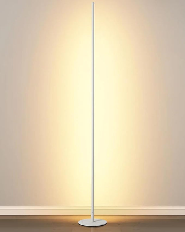 Modern Floor Lamp Led Standing Corner Lamp White Decor Contemporary Metal Floor Lamp for Living Room Bedrooms with Remote & Touch Control - LeafyLoom