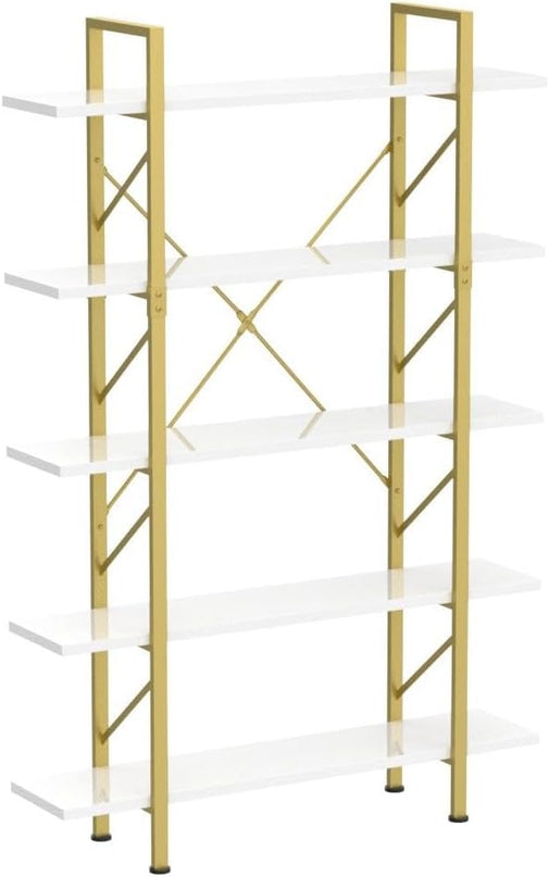 YITAHOME 5 Tier Gold Bookshelf, 70.9" Tall Modern Wide Bookcase, Open Storage Rack Shelves in Living Room/Bedroom/Home/Office, Books Holder Organizer for Books/Plants, Gold & White - LeafyLoom