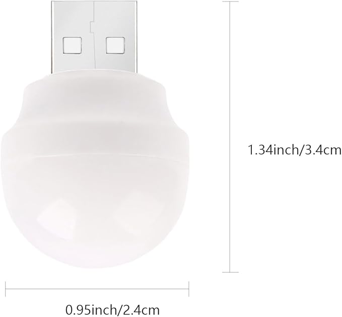 USB Night Light, LED Mini Light Bulb, Plug in Night Light, Flexible Ambient Light, USB Light Bulb for Bedroom, Bathroom, Hallway，Emergency Lighting, Car USB Light (8 Pack,White) - LeafyLoom
