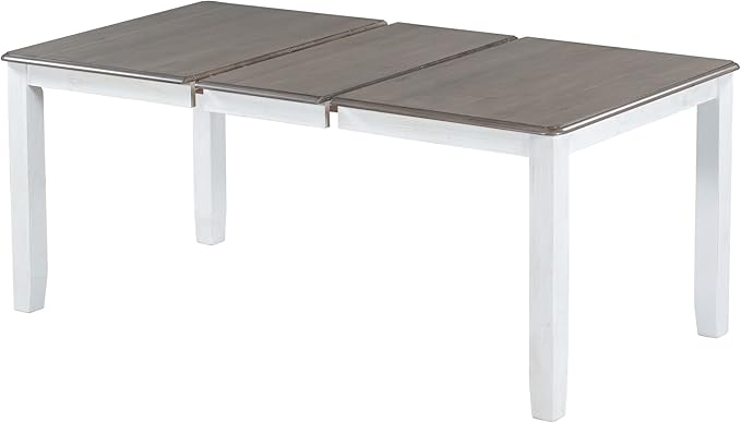 Kitchen Retro Style 7-Piece Dining Set with Extendable Table and 6 Upholstered Chairs, Brown+White - LeafyLoom