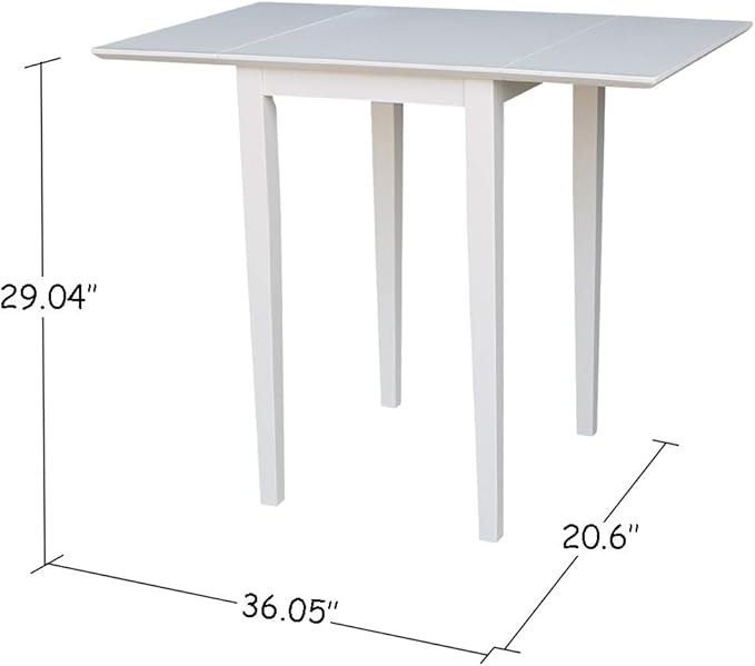 International Concepts Small Dropleaf Dining Table, White - LeafyLoom