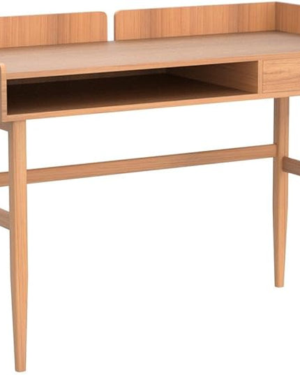 Vintage-style Desk with Scandinavian Flair, Computer or Laptop Desk, Writing Desk with Drawer and Open Storage Cubby, Small Space Dressing Table. - LeafyLoom