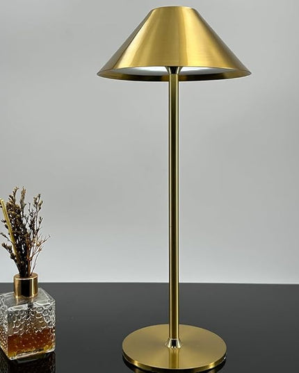 Portable Metal Desk Lamp, 3-Levels Brightness Metal LED Table Lamp, 3 Color Touch Control Rechargeable Lamp, Night Light, Bedside Lamp,Dining Room Lamp (Light Gold) - LeafyLoom