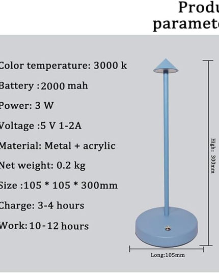 Cordless Table Lamps,Rechargeable Led Touch Bar Lamp,Portable Battery Desk Lamp,Brightness Dimmable Small Table Lamps,Minimalist Design,for Living Room/Restaurant/Couple Dinner/(Blue) - LeafyLoom