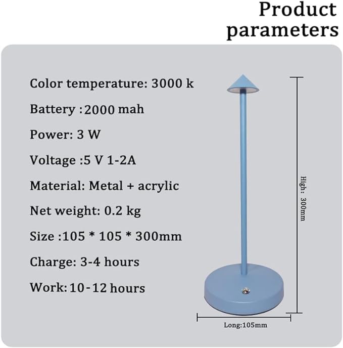 Cordless Table Lamps,Rechargeable Led Touch Bar Lamp,Portable Battery Desk Lamp,Brightness Dimmable Small Table Lamps,Minimalist Design,for Living Room/Restaurant/Couple Dinner/(Blue) - LeafyLoom