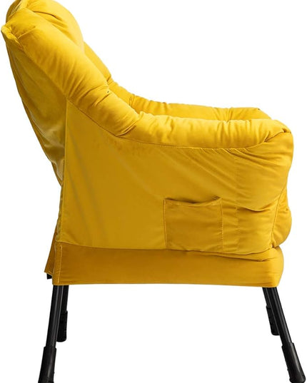 HollyHOME Modern Fabric Large Lazy Chair, Accent Oversized Comfy Reading Chair, Thick Padded Cozy Lounge Chair with Armrest, Steel Frame Leisure Sofa Chair for Living Room, Bedroom, Dorm, Yellow - LeafyLoom