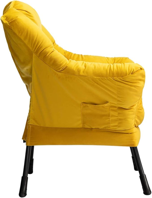 HollyHOME Modern Fabric Large Lazy Chair, Accent Oversized Comfy Reading Chair, Thick Padded Cozy Lounge Chair with Armrest, Steel Frame Leisure Sofa Chair for Living Room, Bedroom, Dorm, Yellow - LeafyLoom