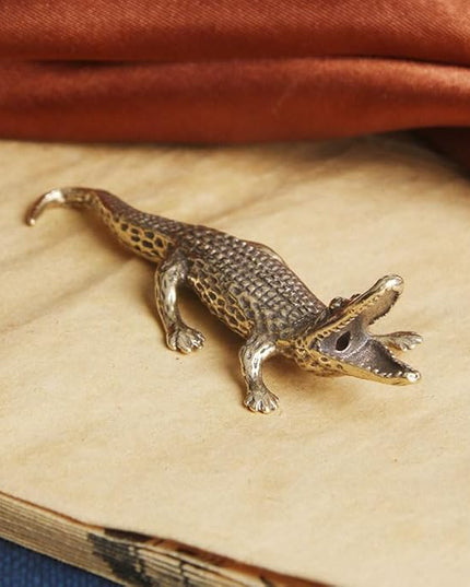 Vintage Solid Brass Crocodile Figurine - Exquisite Desk Decor for Collectors - Perfect Home or Office Accent(Crocodile) - LeafyLoom