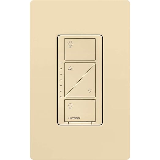 Lutron Caseta Original Smart Dimmer Switch (Lutron Smart Hub Required), for LED Lights, 150 Watt, Single-Pole/3-Way, No Neutral Required, PD-6WCL-IV, Ivory Lutron