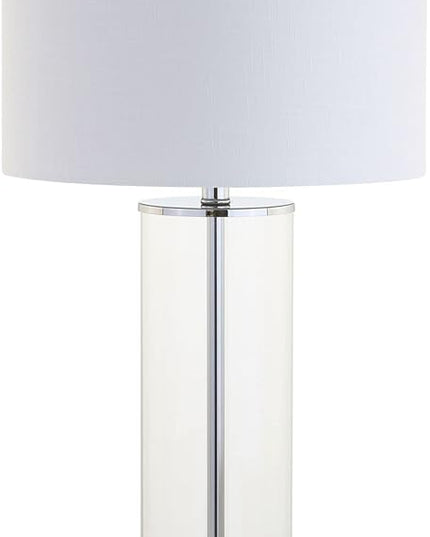 JONATHAN Y JYL2004A Harper 29" Glass LED Table Lamp Modern Contemporary Bedside Desk Nightstand Lamp for Bedroom Living Room Office College Bookcase LED Bulb Included, Clear/Chrome - LeafyLoom