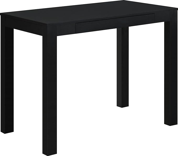 Ameriwood Home Parsons Computer Desk with Drawer, Black - LeafyLoom