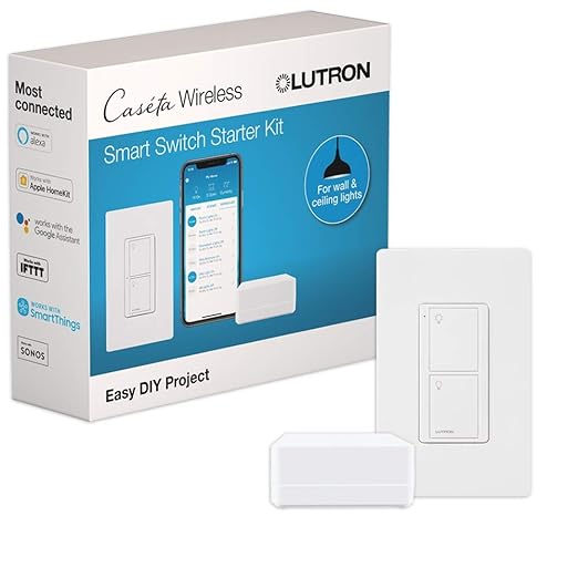Lutron Caseta Smart Switch Starter Kit | Compatible with Alexa, Apple HomeKit, and the Google Assistant | P-BDG-PKG1WS | White Lutron