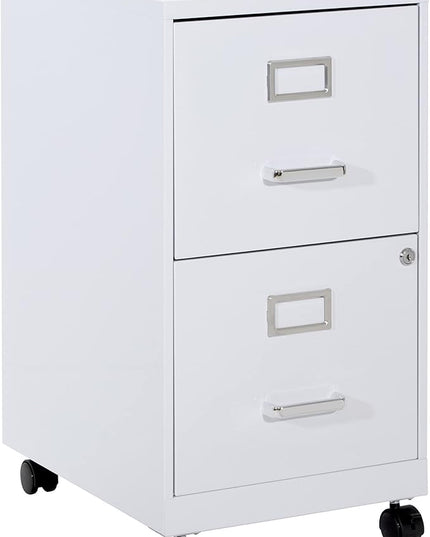 OSP Home Furnishings 2 Drawer Mobile Locking Metal File Cabinet, White - LeafyLoom