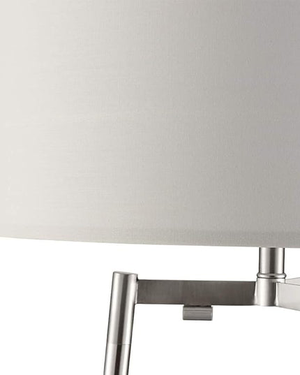 Floor Lamp, Standing Reading Light with Faux Marble Shelves and Fabric Shade, Modern Tall Pole Lamp, Accent Furniture Décor Lighting for Living Room, Bedrooms Silver - LeafyLoom